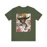 Black Cowgirl Tee featuring a cartoon-style brown skin girl in a graffiti-inspired pop art design. An edgy Afrocentric Western shirt celebrating African American culture and bold streetwear fashion.