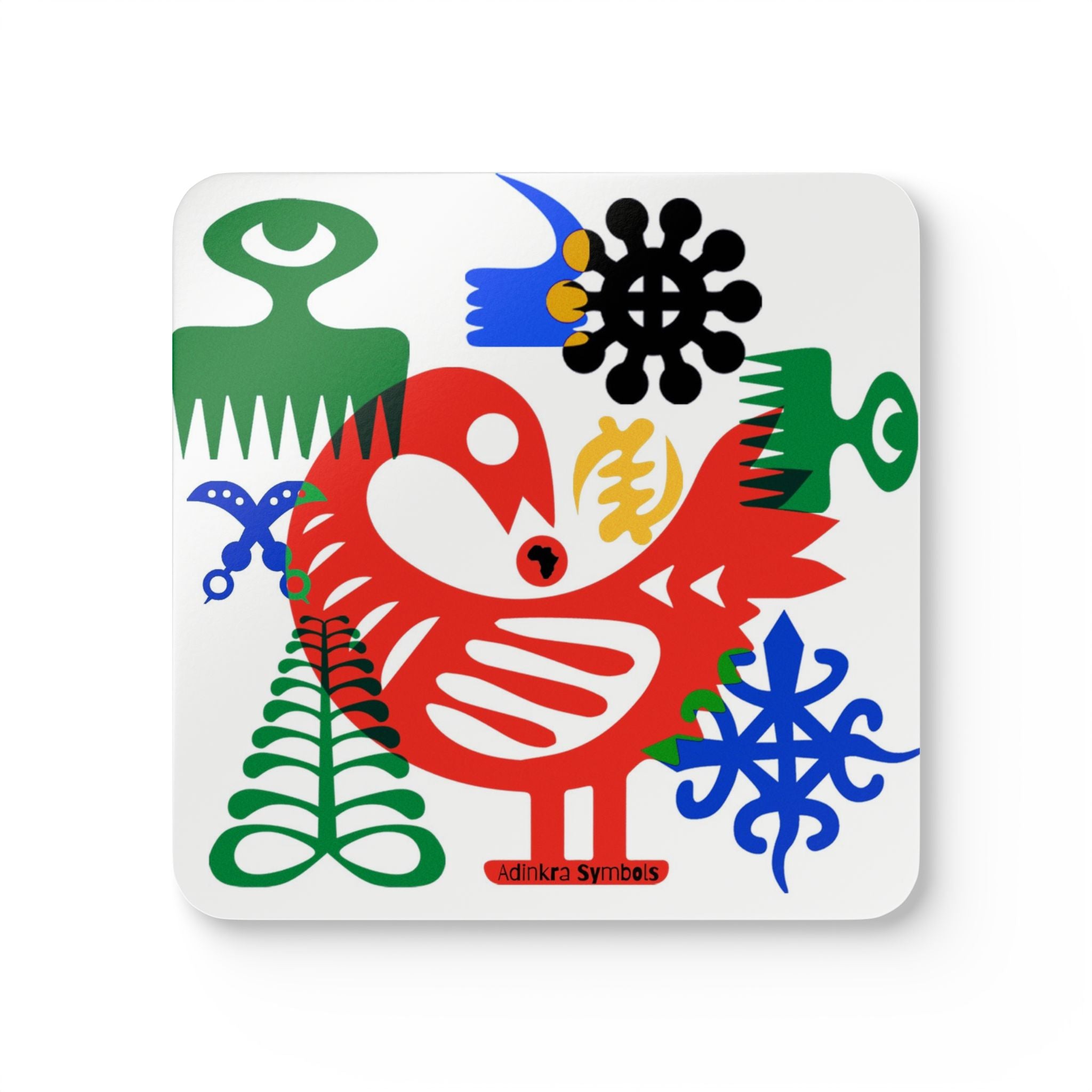 African Adinkra Symbols Drink Coasters featuring traditional Ghanaian symbols representing strength, unity, and wisdom—Afrocentric housewarming gift set.