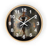 Black Girl Ballerina Round Wall Clock featuring an African American ballerina in a graceful pose, with detailed tutu folds and ballet slippers.