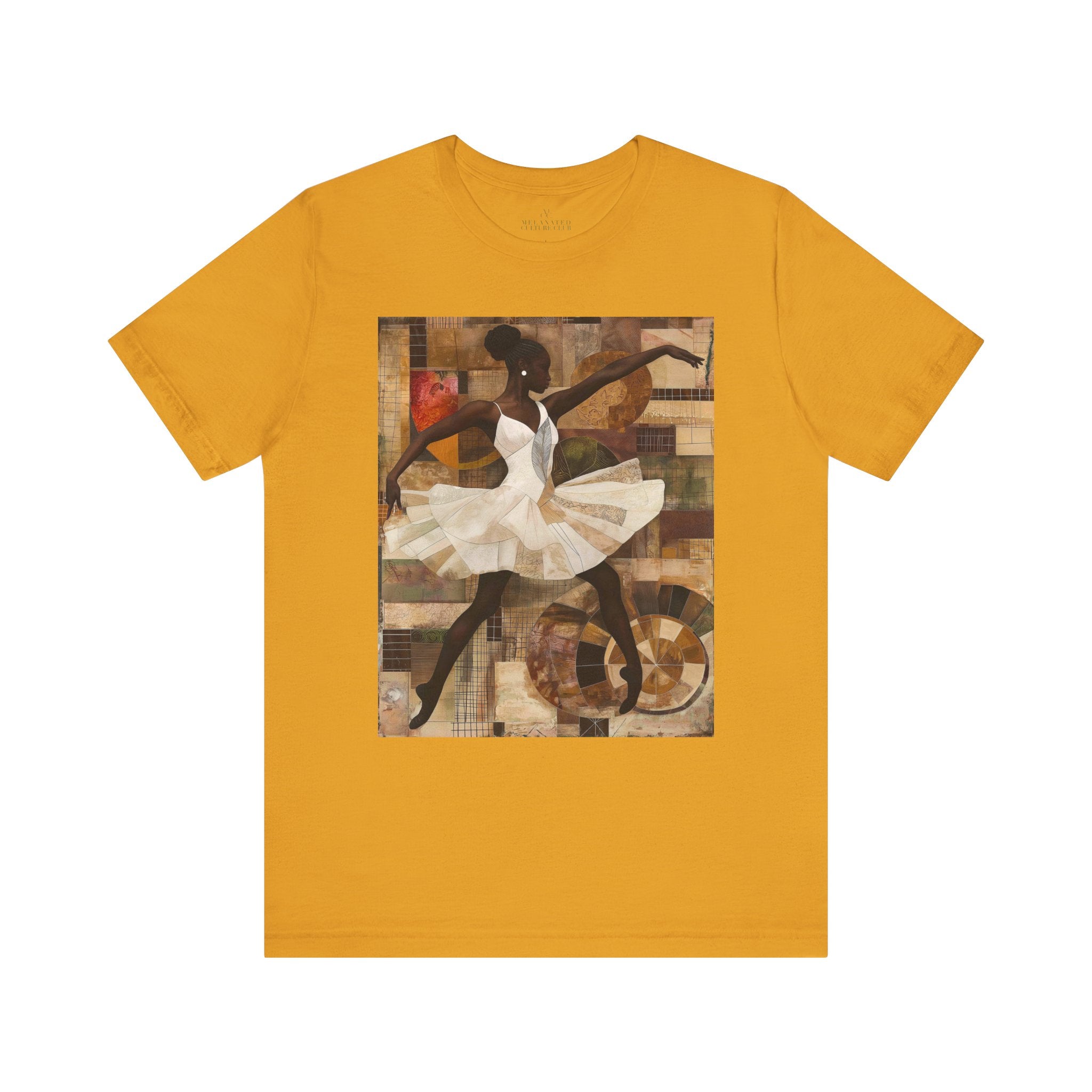 Black Ballerina T-Shirt featuring an African American ballet dancer, brown skin girl in elegant pose, perfect for ballet students and dance teachers.