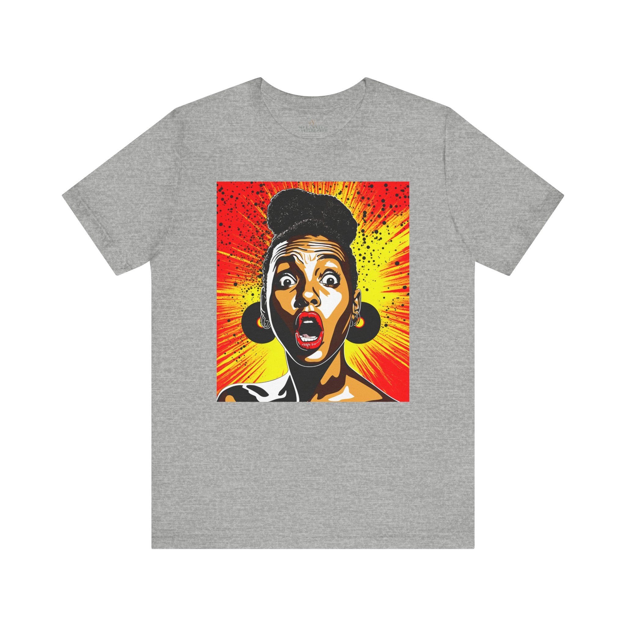 Afrocentric Pop Art Tee Shirt in athletic heather.