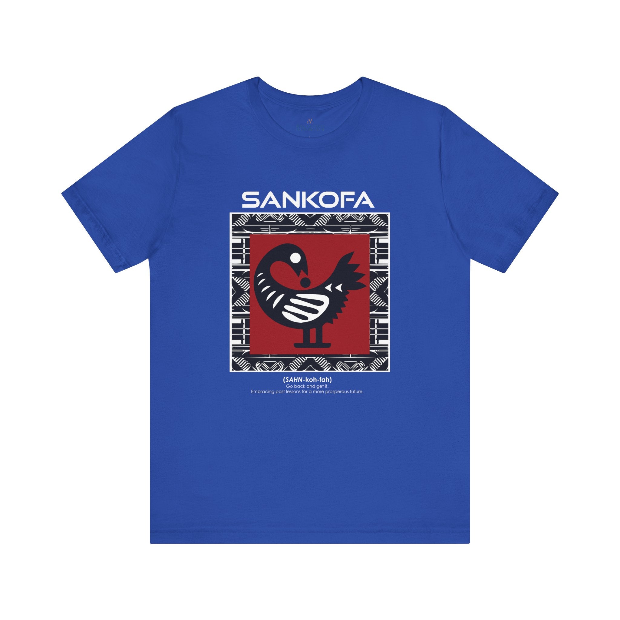 Adinkra Sankofa Tee featuring the African bird symbol with the message "Go Back and Get It." A meaningful tribute to African heritage, cultural symbolism, and learning from the past.