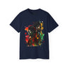 Abstract art tee shirt in navy.