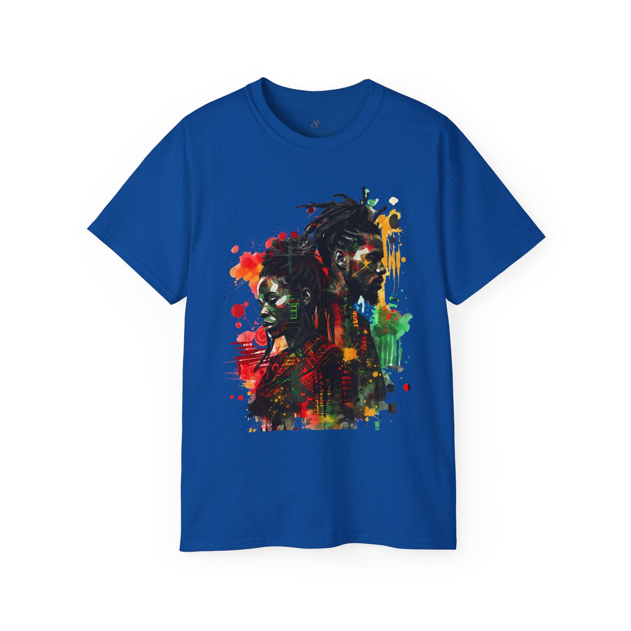 Abstract art tee shirt in royal.