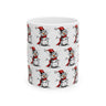 Grinch Snowman Coffee Mug featuring a naughty-looking snowman with a Grinch-inspired face – unique Christmas holiday beverage mug perfect for festive kitchens and seasonal drinks.