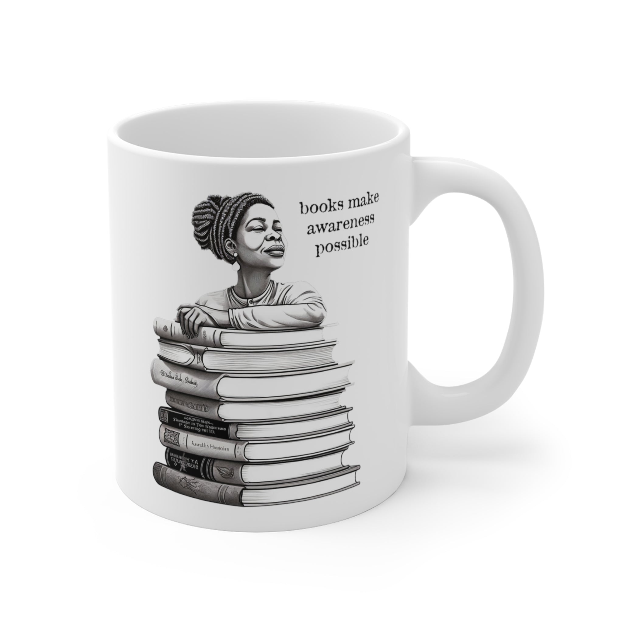Black Woman Reading Books Coffee Mug