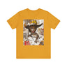 Black Cowgirl Tee featuring a cartoon-style brown skin girl in a graffiti-inspired pop art design. An edgy Afrocentric Western shirt celebrating African American culture and bold streetwear fashion.