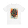 New York City Abstract African Mask Unisex Tee Shirt in white.