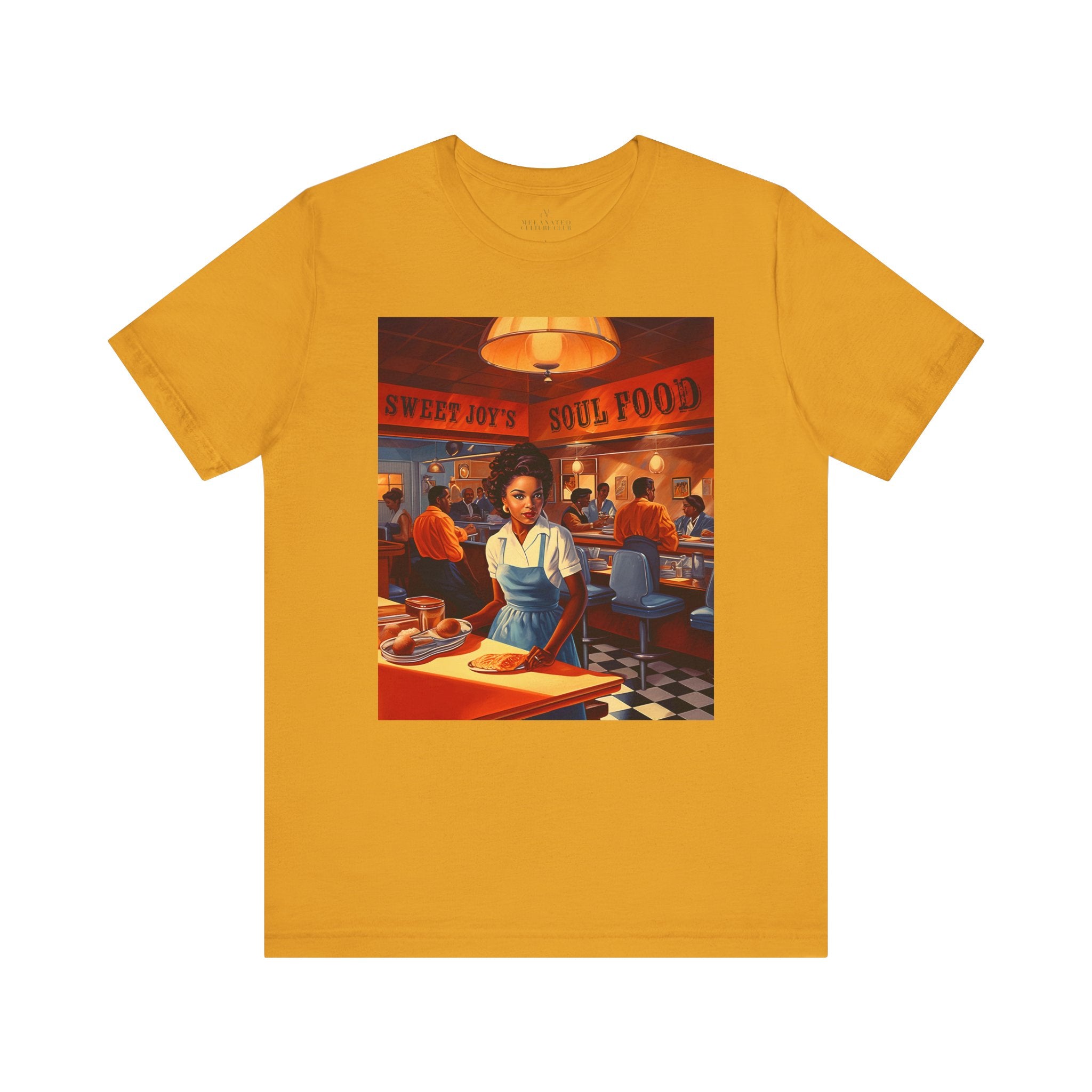 Sweet Joys Soul Food Tee Shirt in gold.
