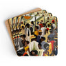 Juneteenth Celebration Drink Coasters featuring a vibrant picnic in the park scene, perfect for celebrating African American culture with colorful beverage coasters and Afrocentric barware accessories.