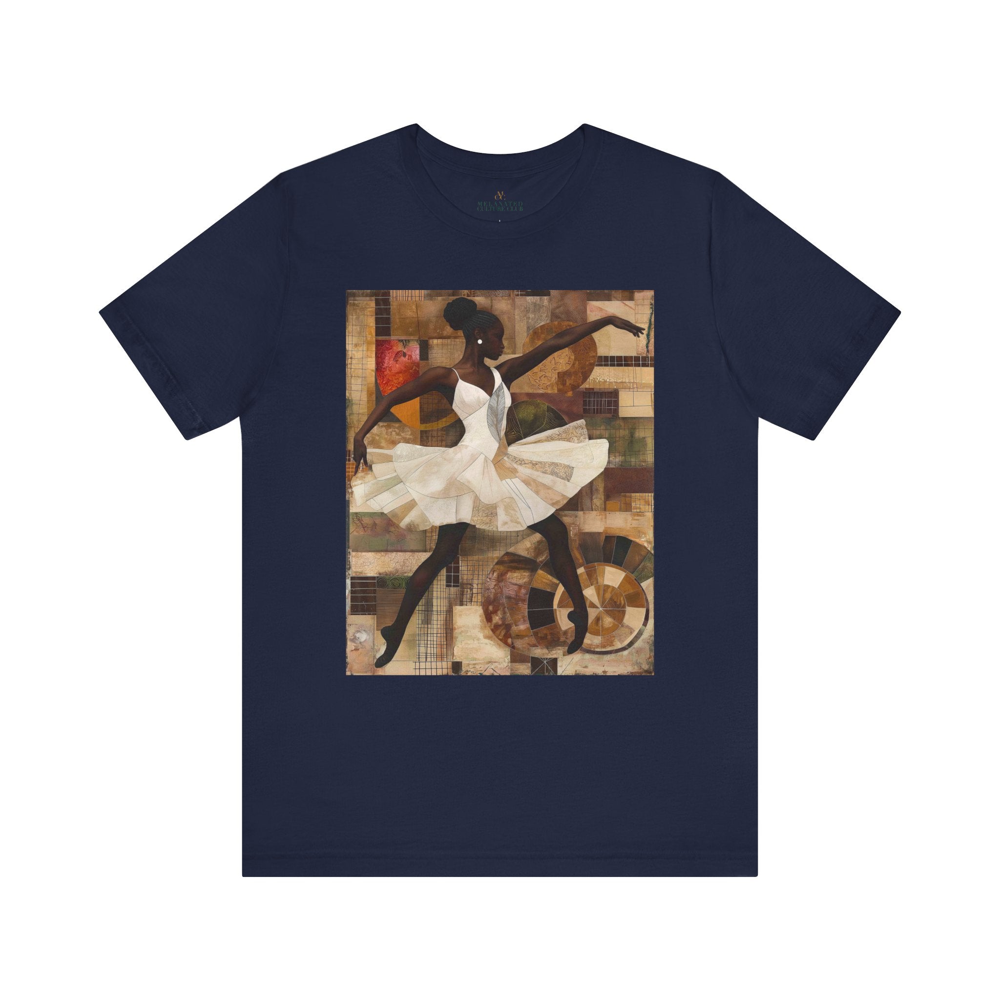 Black Ballerina T-Shirt featuring an African American ballet dancer, brown skin girl in elegant pose, perfect for ballet students and dance teachers.