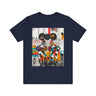 Black Girl Roller Skaters Tee Shirt featuring abstract graffiti pop art of African American women roller skating in bold, bright colors; Afrocentric fly girls streetwear.
