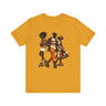 Black Roller Skaters Hip Hop Tee Shirt featuring a stylish Black man and women roller skating in vibrant Afrocentric streetwear; adult unisex top celebrating Black culture, retro skating vibes, and urban fashion.