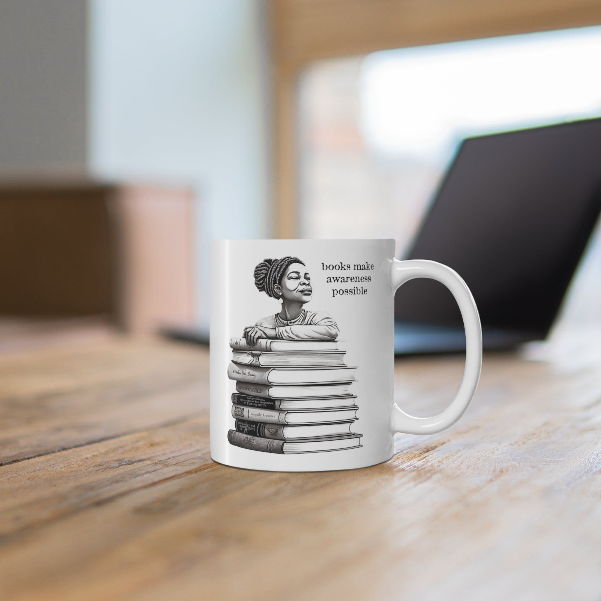 Black Woman Reading Books Coffee Mug