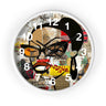 Boss Babe Black Girl Wall Clock featuring Afrocentric cartoon character Markeisha in vibrant graffiti art style. Black woman empowerment decor for modern home or office.