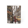 African American Christmas Shoppers Holiday Card featuring stylish Black families shopping in New York City during the holiday season, available as a single card or multipack with white envelopes.
