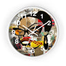 Boss Babe Black Girl Wall Clock featuring Afrocentric cartoon character Markeisha in vibrant graffiti art style. Black woman empowerment decor for modern home or office.