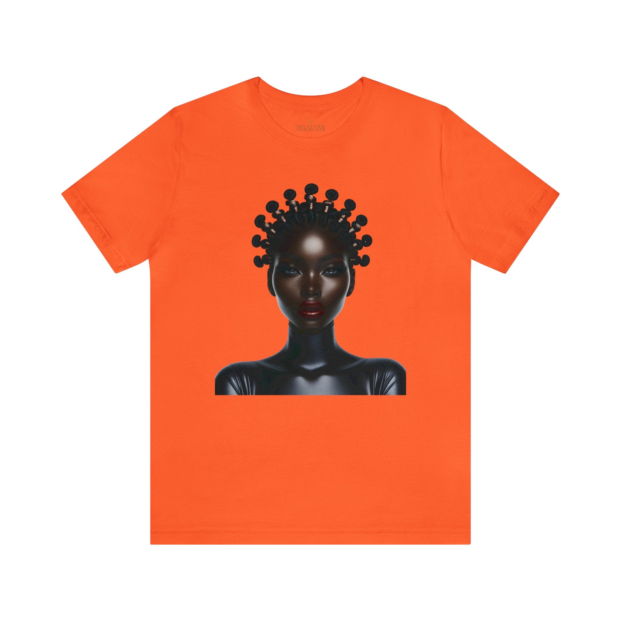 Afrocentric Bantu Knots Tee in orange.