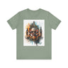 London Abstract African Mask Tee Shirt in sage.