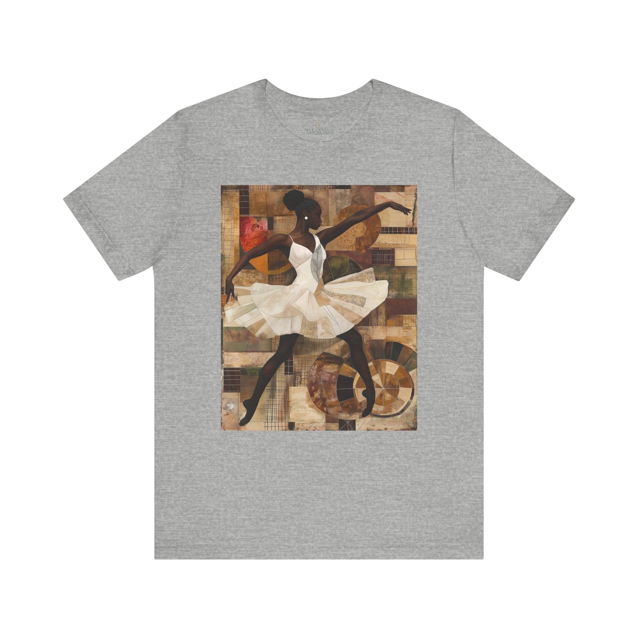 Black Ballerina T-Shirt featuring an African American ballet dancer, brown skin girl in elegant pose, perfect for ballet students and dance teachers.