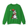 Snowman Grinch Sweatshirt featuring a unique snowman with a naughty, Grinch-inspired face – festive holiday Christmas sweater perfect for parties and seasonal wear.