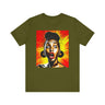 Afrocentric Pop Art Tee Shirt in olive.