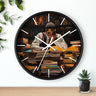 Black Man Law Student Round Wall Clock featuring an African American male scholar studying in a library setting. Afrocentric wall art symbolizing education, focus, and academic excellence.