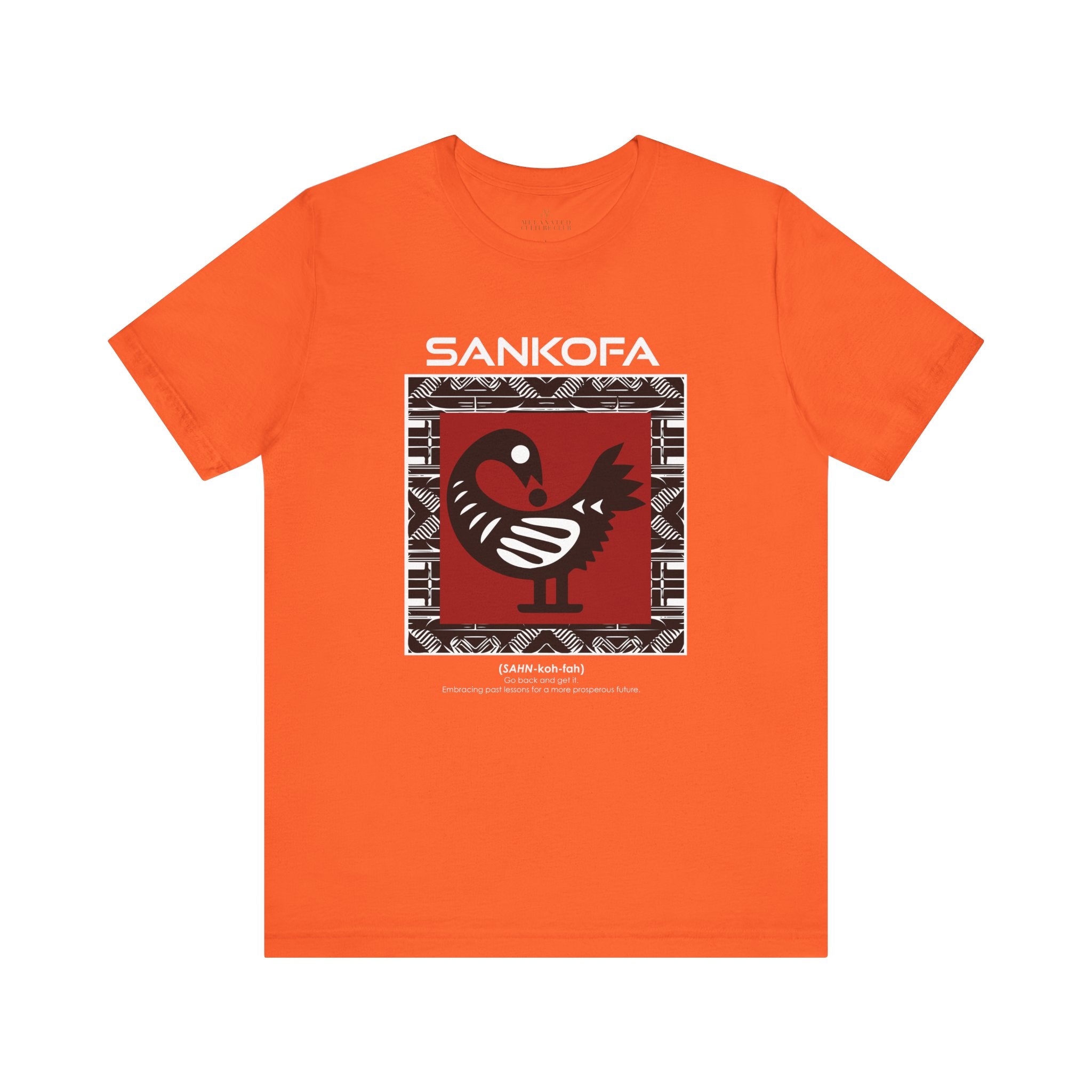 Adinkra Sankofa Tee featuring the African bird symbol with the message "Go Back and Get It." A meaningful tribute to African heritage, cultural symbolism, and learning from the past.