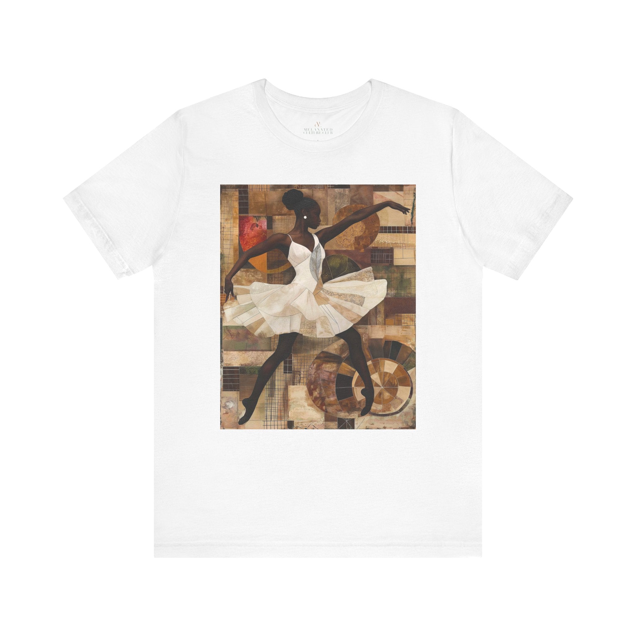 Black Ballerina T-Shirt featuring an African American ballet dancer, brown skin girl in elegant pose, perfect for ballet students and dance teachers.