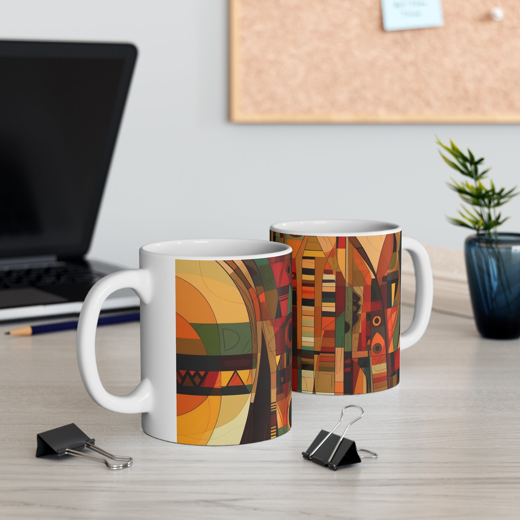 Left and right hand view of Afrocentric Abstract Coffee Mug - Style No. 04.