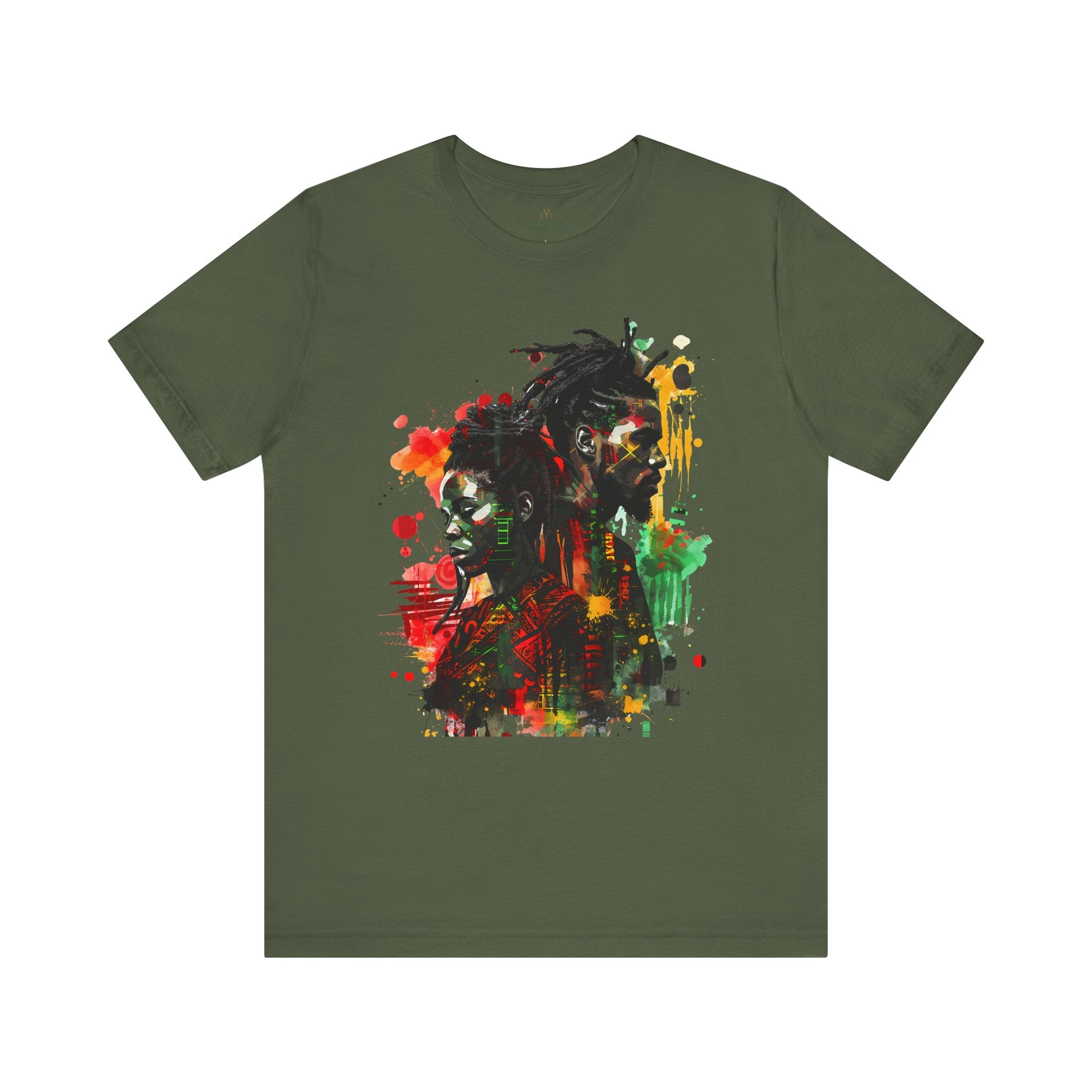 Juneteenth Tee Shirt in military green.