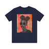 Black Woman Afrofuturism Tee featuring African American woman with Bantu knots and round fashion sunglasses, Afrocentric unisex shirt with futuristic and cultural design.