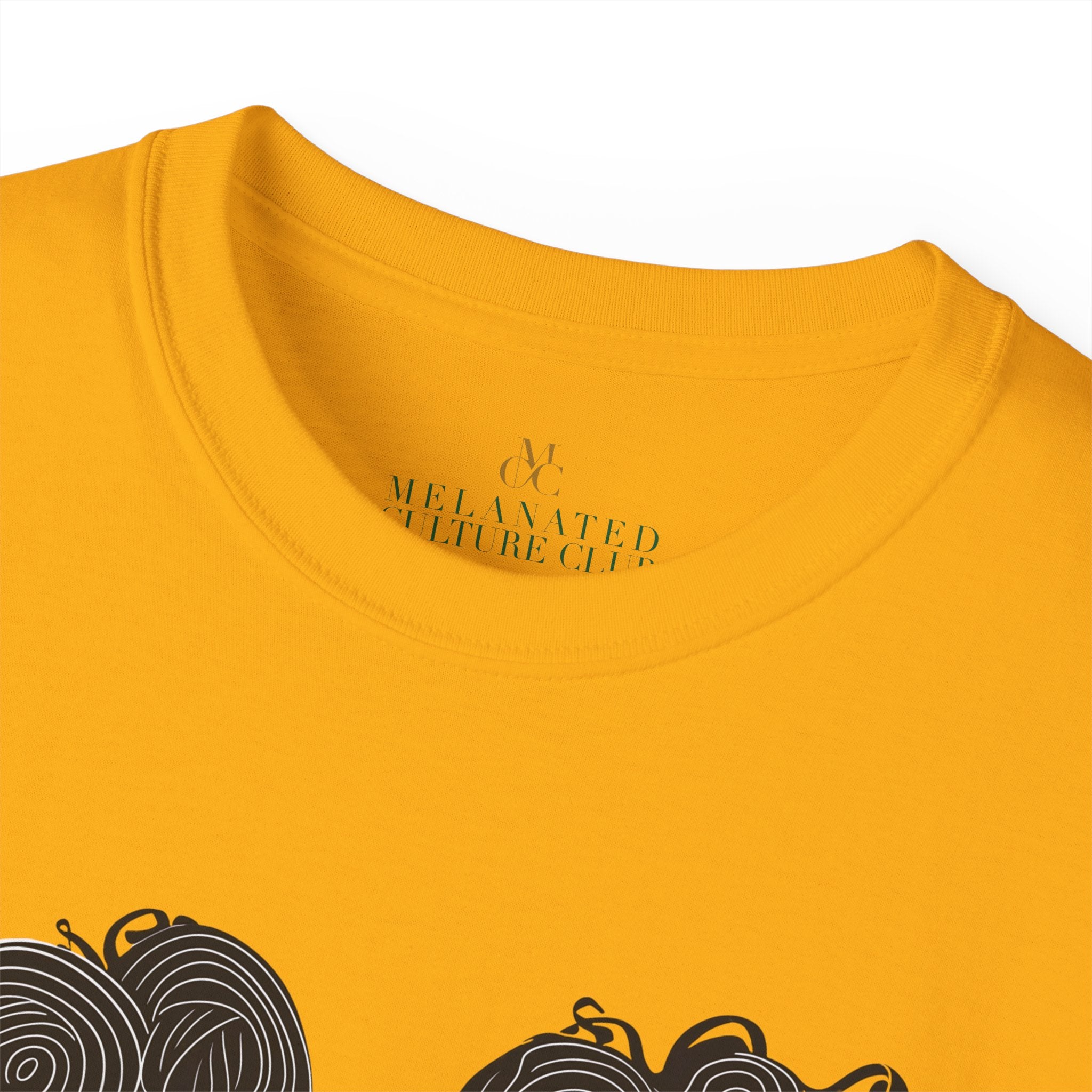 Black Girl Bantu Knots Tee Shirt featuring an Afrocentric design of a Black woman with natural hair, bold red lipstick, beautiful Black skin, and white wire-frame glasses. A stylish statement of culture and empowerment.