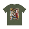 Gangster Black Cowboy Tee featuring a cartoon-style African American cowboy drinking whiskey in a bold graffiti collage design. An edgy Afrocentric pop art-style shirt blending Western grit with urban street culture.