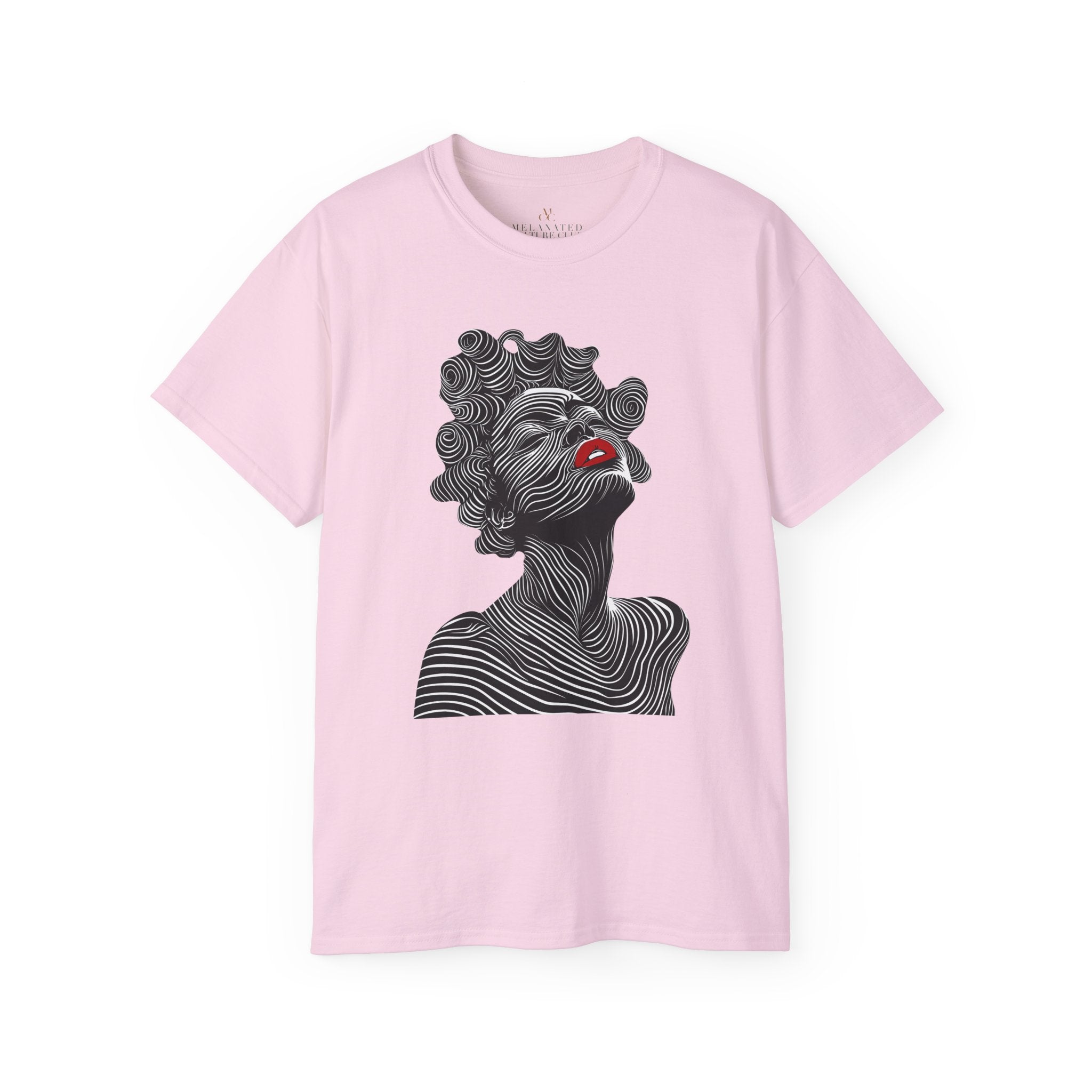 Afrocentric Bantu Knots Tee Shirt in pink.