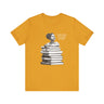 Black Woman Reading Books Tee Shirt in gold.