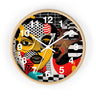 Black Women Pop Art Round Wall Clock featuring an abstract Soul Sister design in bold, colorful pop art style. Afrocentric wall decor with vibrant modern art aesthetic.