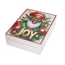 Black Santa Christmas Card with the word “JOY,” featuring an African American Santa Claus design, festive Afrocentric holiday greeting card with envelope. (50 cards)