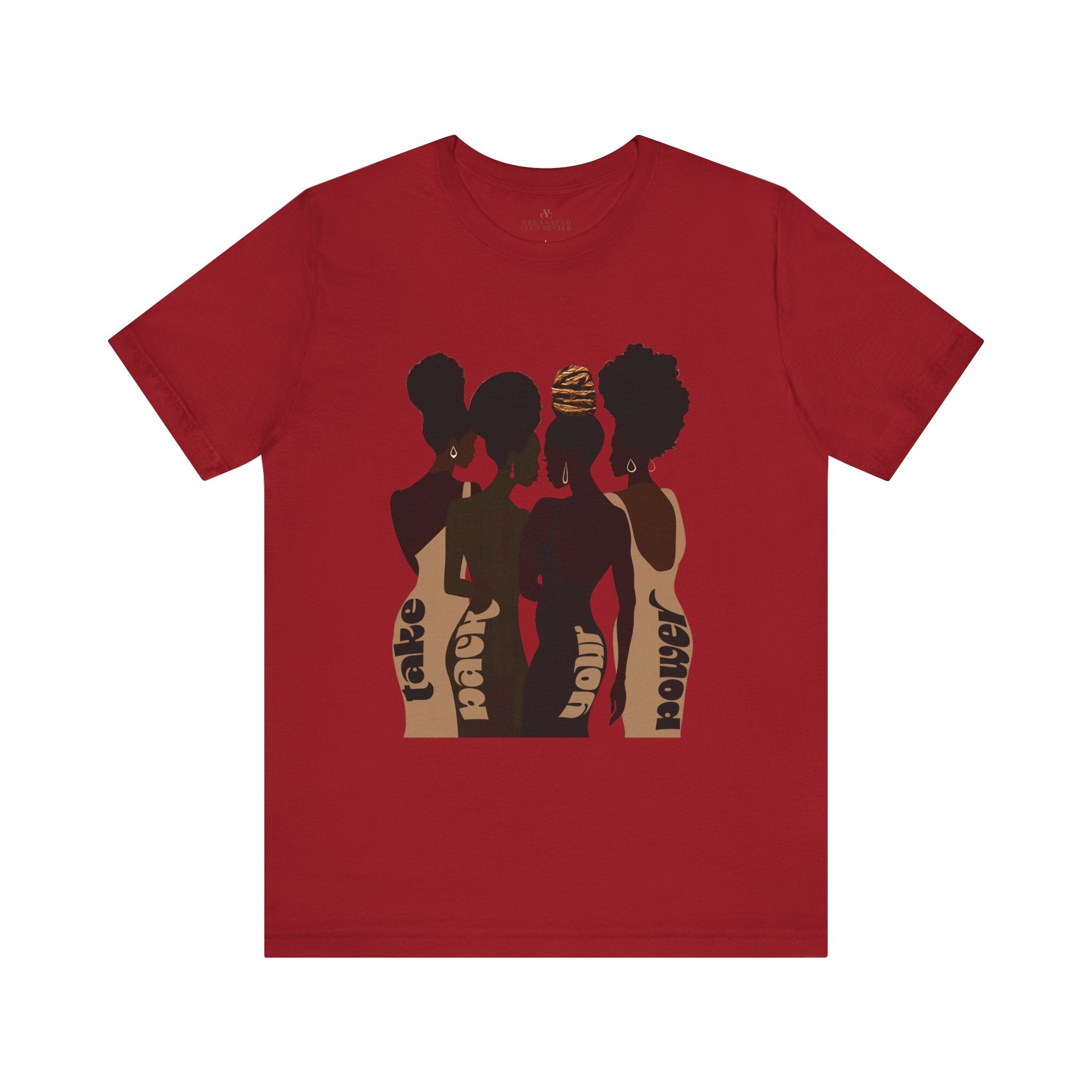 African American Women Tee Take Back Your Power Shirt in red.