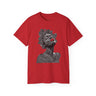 Afrocentric Bantu Knots Tee Shirt in red.