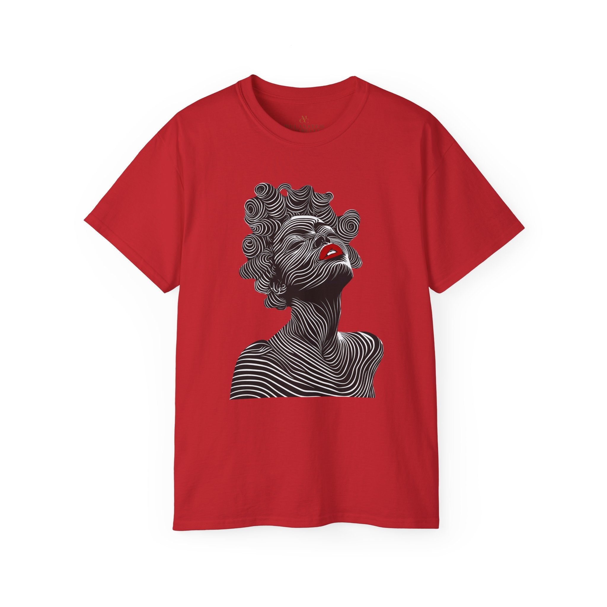 Afrocentric Bantu Knots Tee Shirt in red.