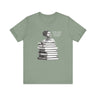 Black Woman Reading Books Tee Shirt in sage.