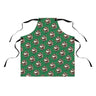 Black Santa Kitchen Apron featuring African American Santa Claus carrying a bag full of Christmas gifts. Festive holiday kitchen apron perfect for Christmas cooking, baking, and family dinners.