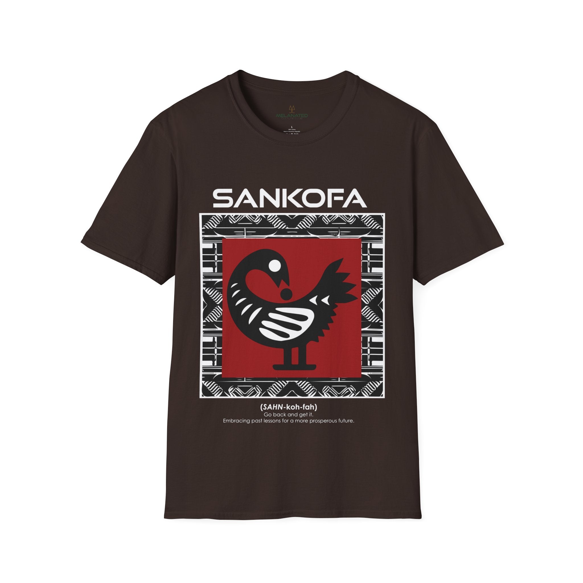 Adinka Sankofa African Tee shirt in brown.