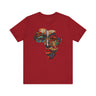 Continent of Africa Tee Shirt featuring an abstract African mask within a mosaic-style Africa map. A bold Afrocentric top celebrating Black culture, heritage, and identity, perfect for unique gifting.