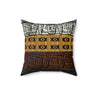African Mud Cloth Faux Suede Square Pillow with bold geometric tribal patterns in earthy tones. African print sofa pillow featuring Afrocentric design, perfect for modern, bohemian, or culturally inspired home decor.