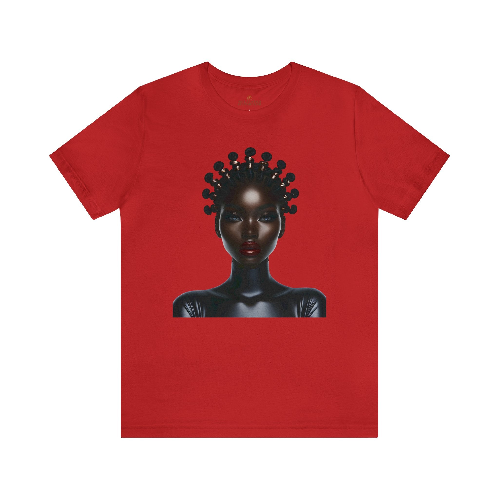 Afrocentric Bantu Knots Tee in red.