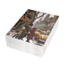 African American Christmas Shoppers Holiday Card featuring stylish Black families shopping in New York City during the holiday season, available as a single card or multipack with white envelopes.