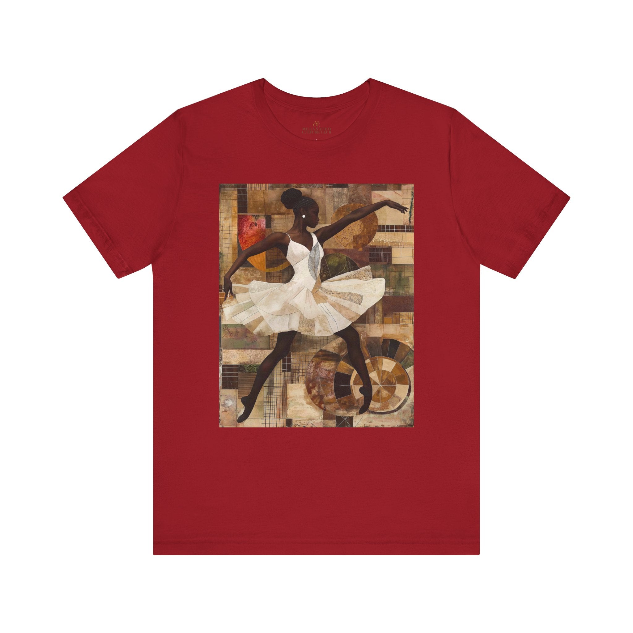Black Ballerina T-Shirt featuring an African American ballet dancer, brown skin girl in elegant pose, perfect for ballet students and dance teachers.