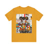 Black Girl Roller Skaters Tee Shirt featuring abstract graffiti pop art of African American women roller skating in bold, bright colors; Afrocentric fly girls streetwear.